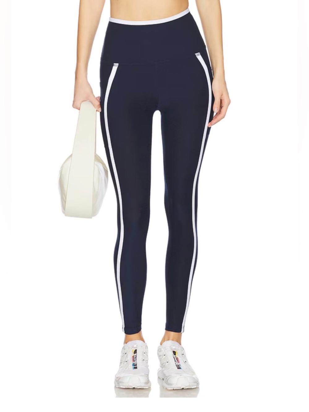 Spacedye New Moves High Waisted  Navy and white leggings